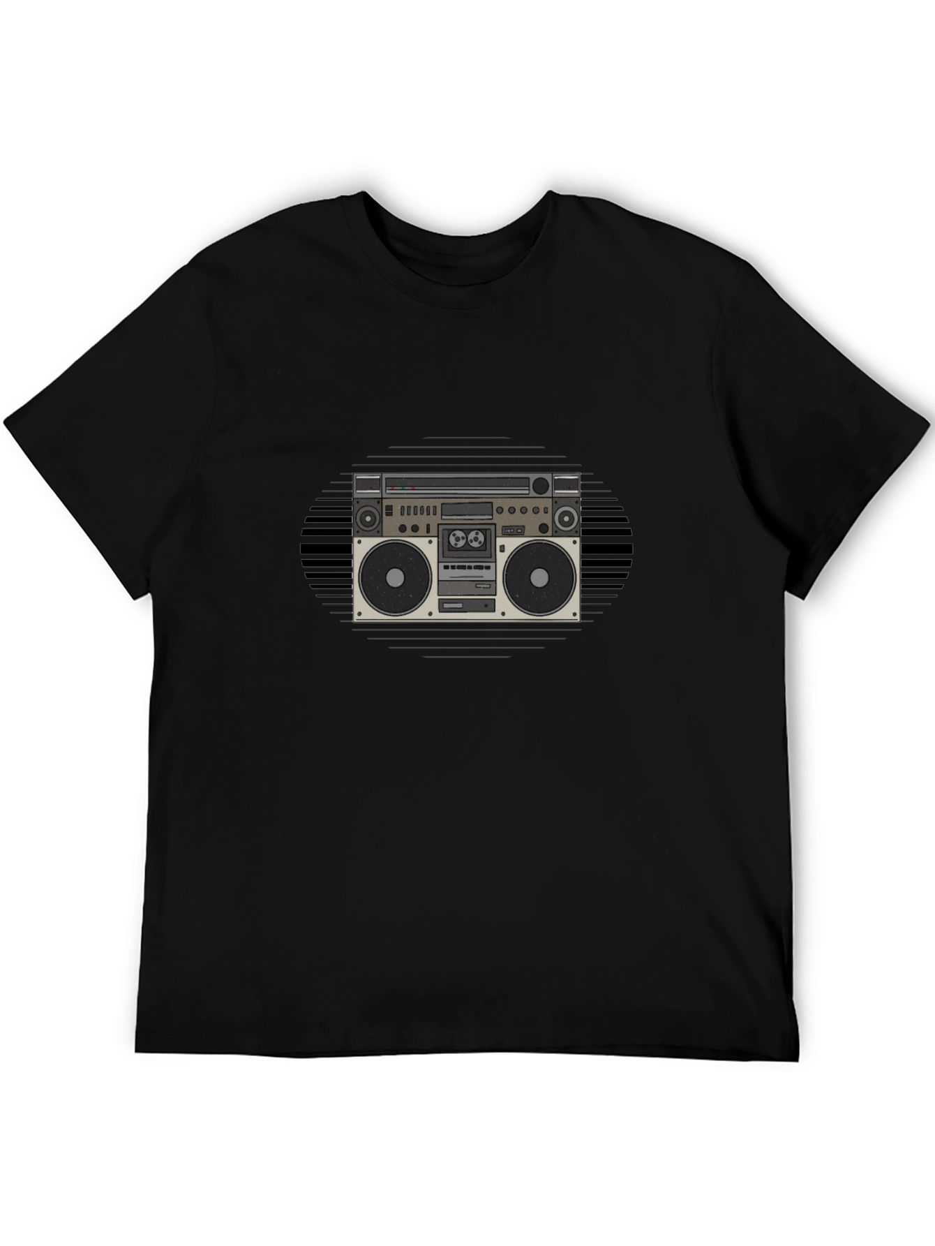 Black Retro Boombox Graphic Tee - Classic Style view 5