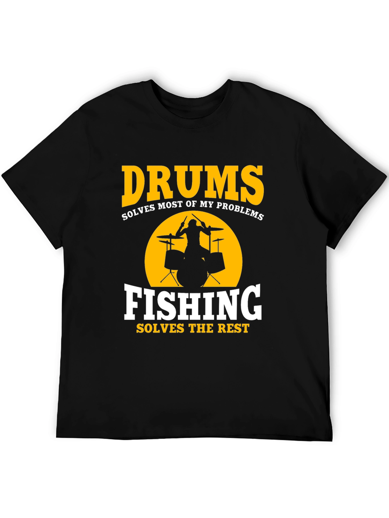 Black Drums & Fishing Solve Problems T-Shirt view 5