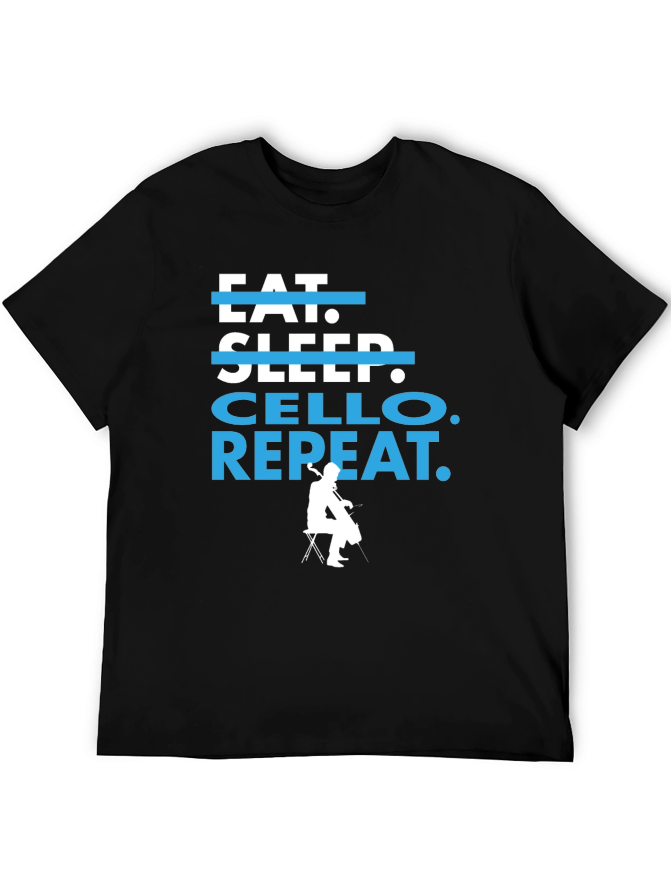 Black Eat Sleep Cello Repeat T-Shirt - Musician's Tee view 5