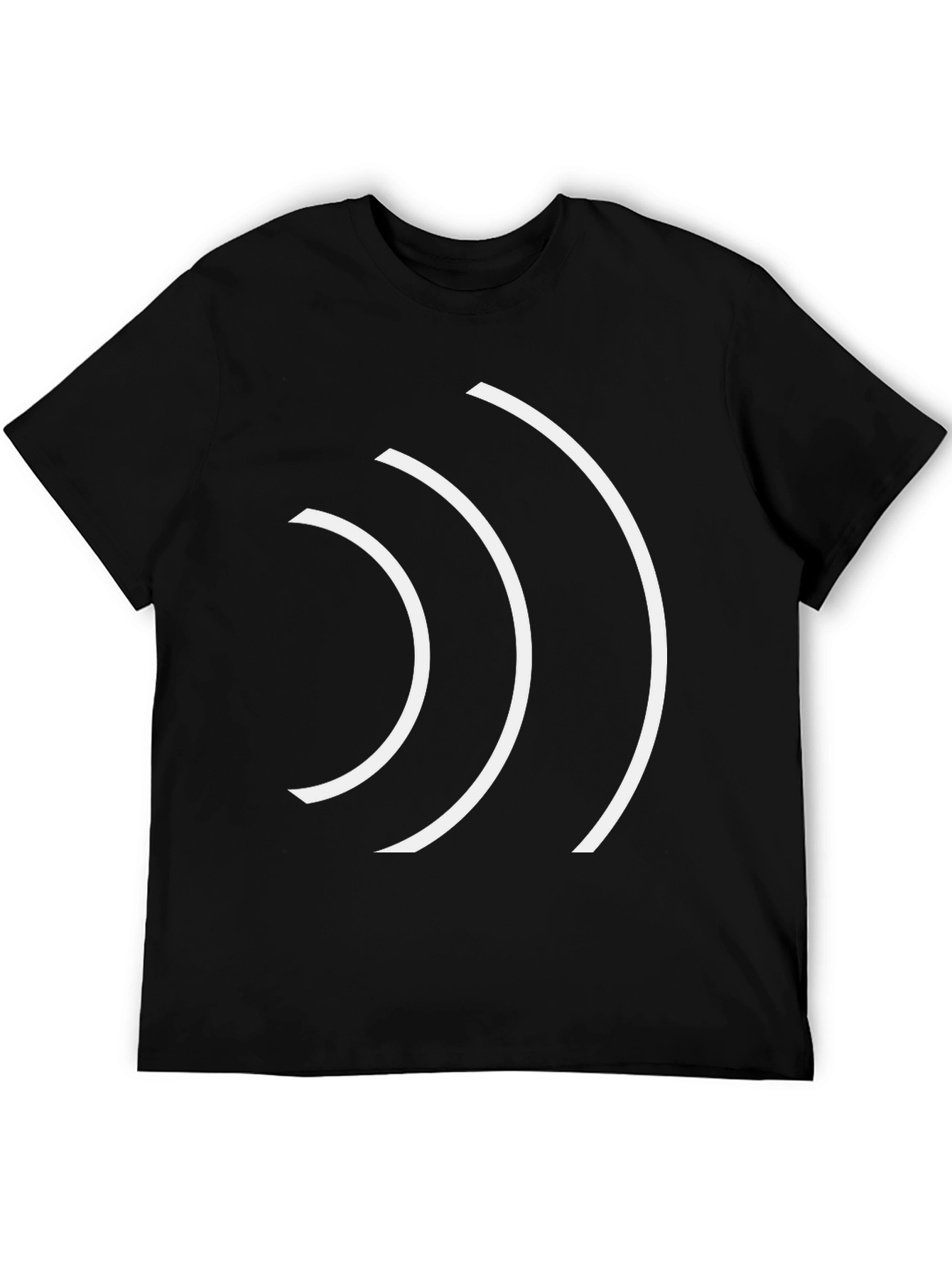 Black Minimalist White Wave Graphic Black T-Shirt view 5