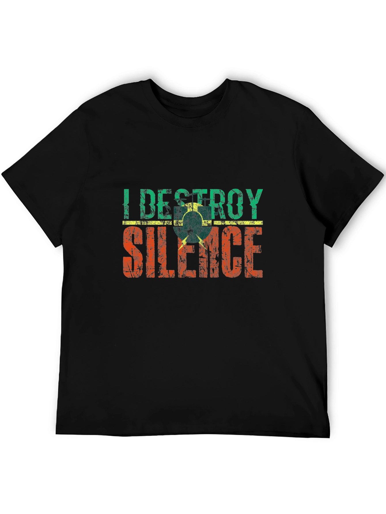 Black I Destroy Silence T-Shirt - Retro Style Tee view 5