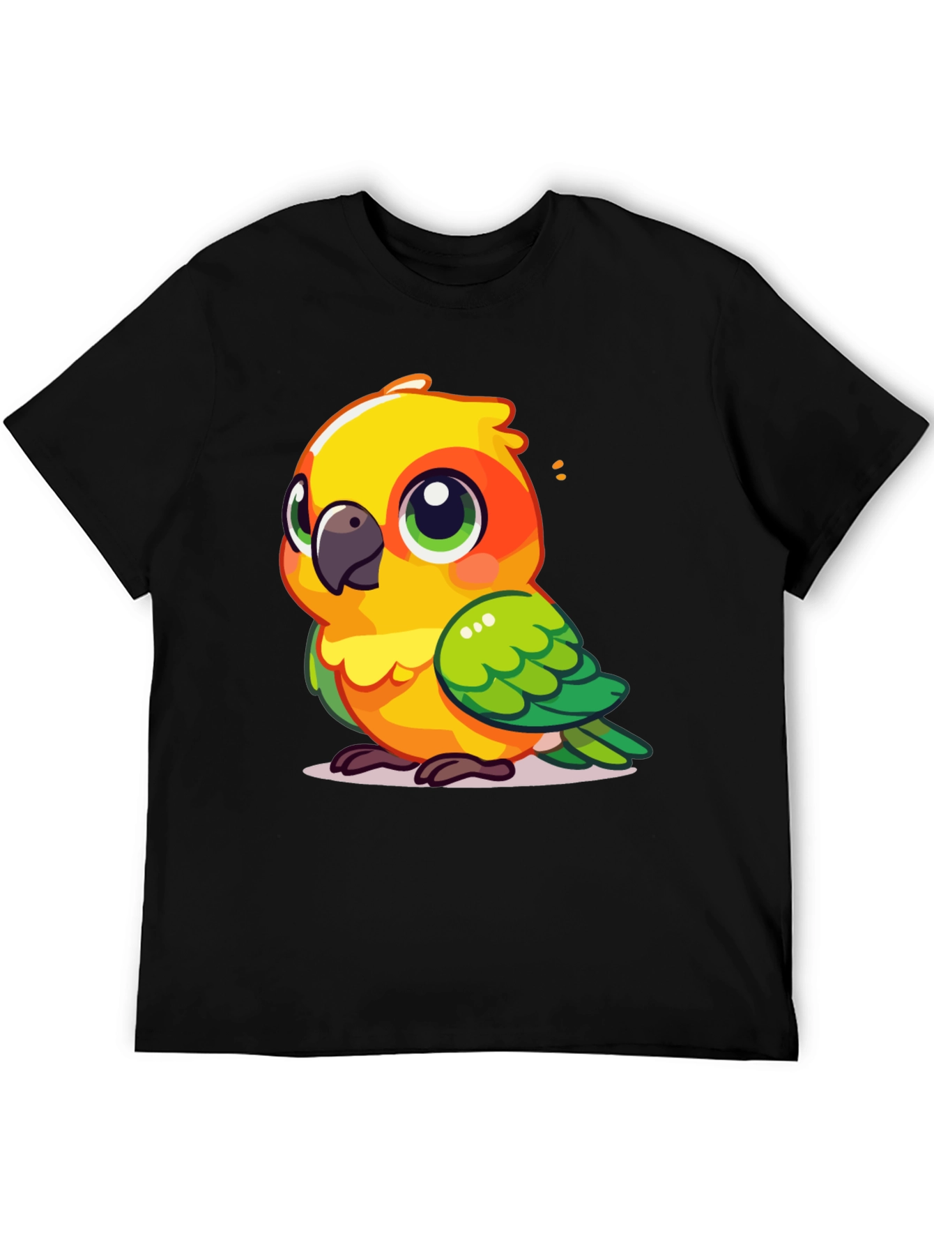 Black Cute Parrot Graphic Tee - Fun Bird Lover's T-Shirt view 5