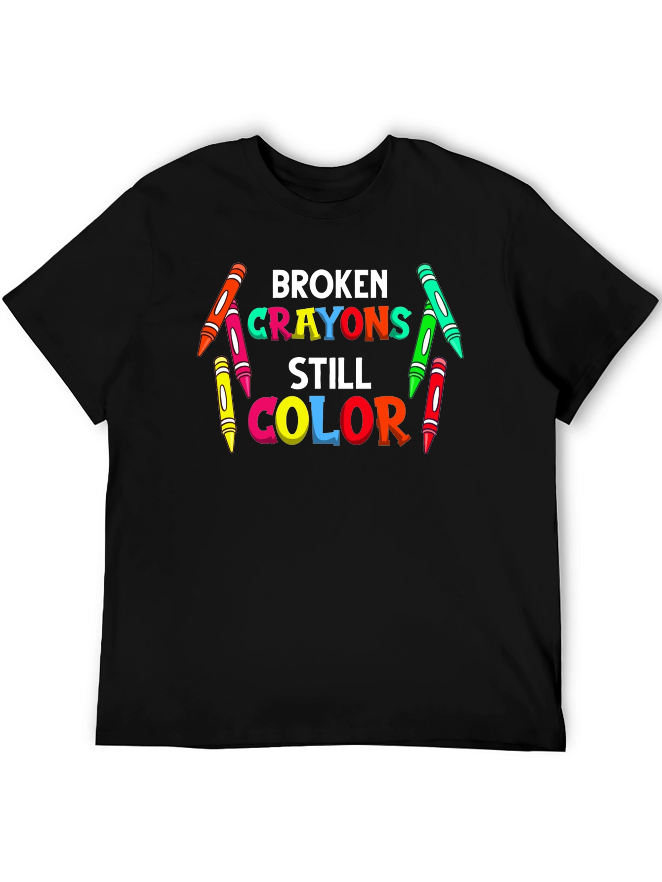 Black Broken Crayons Still Color T-Shirt view 5