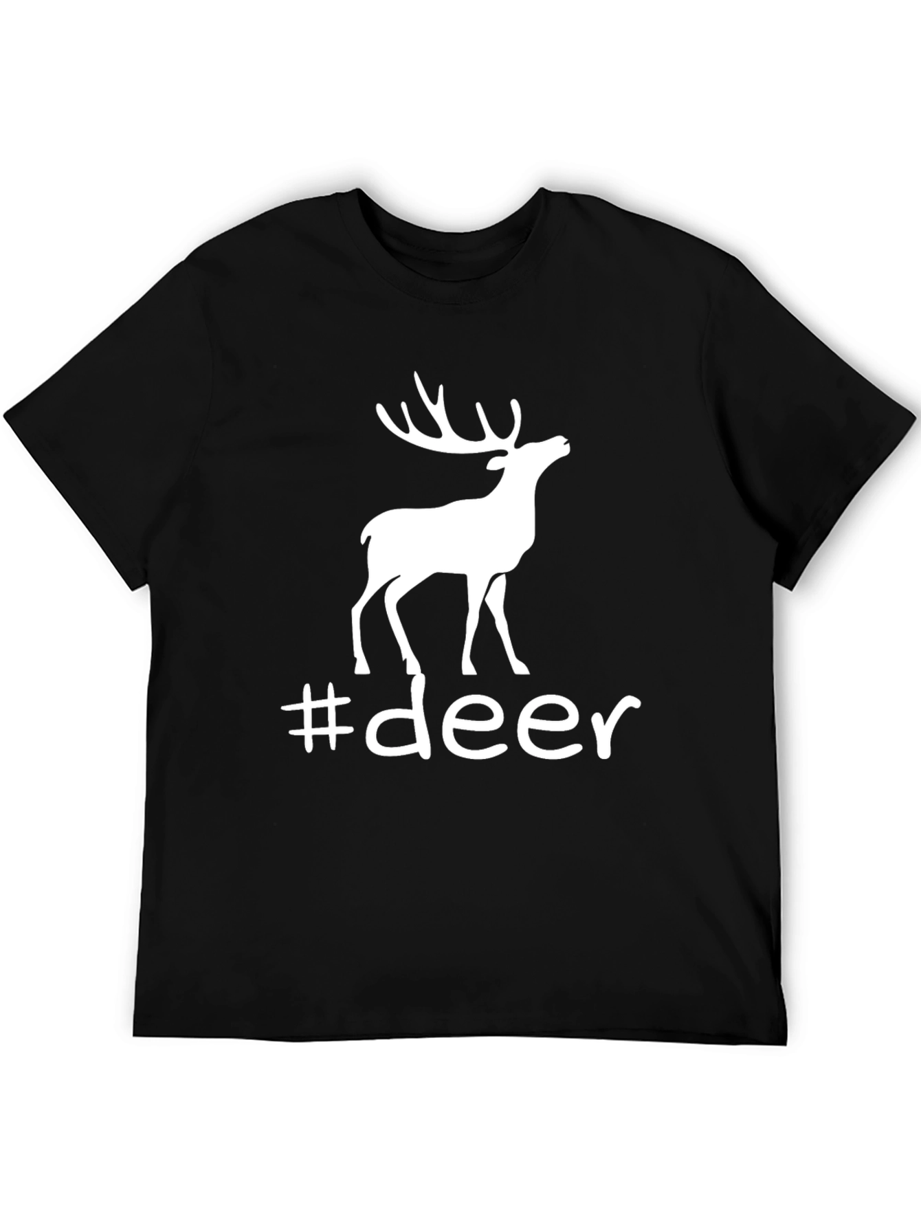 Black Stylish Deer Graphic Tee - Black view 5