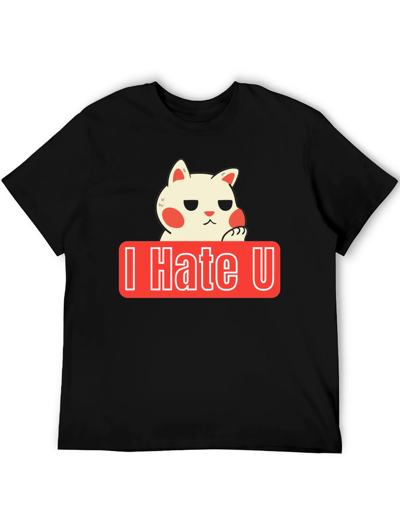 Black I Hate U Cat Graphic Tee - Funny Novelty Shirt view 5