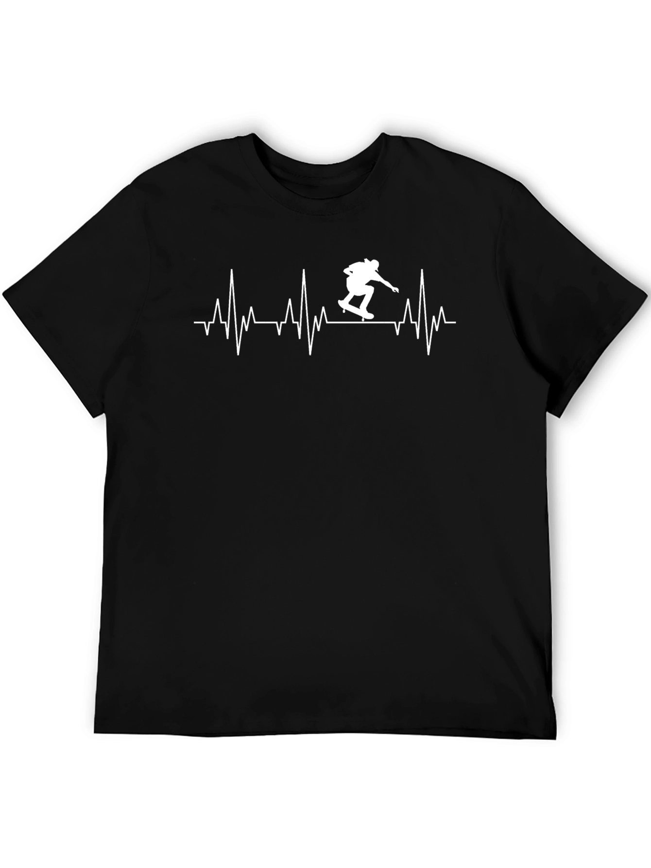 Black Skateboard Heartbeat T-Shirt - Black view 5
