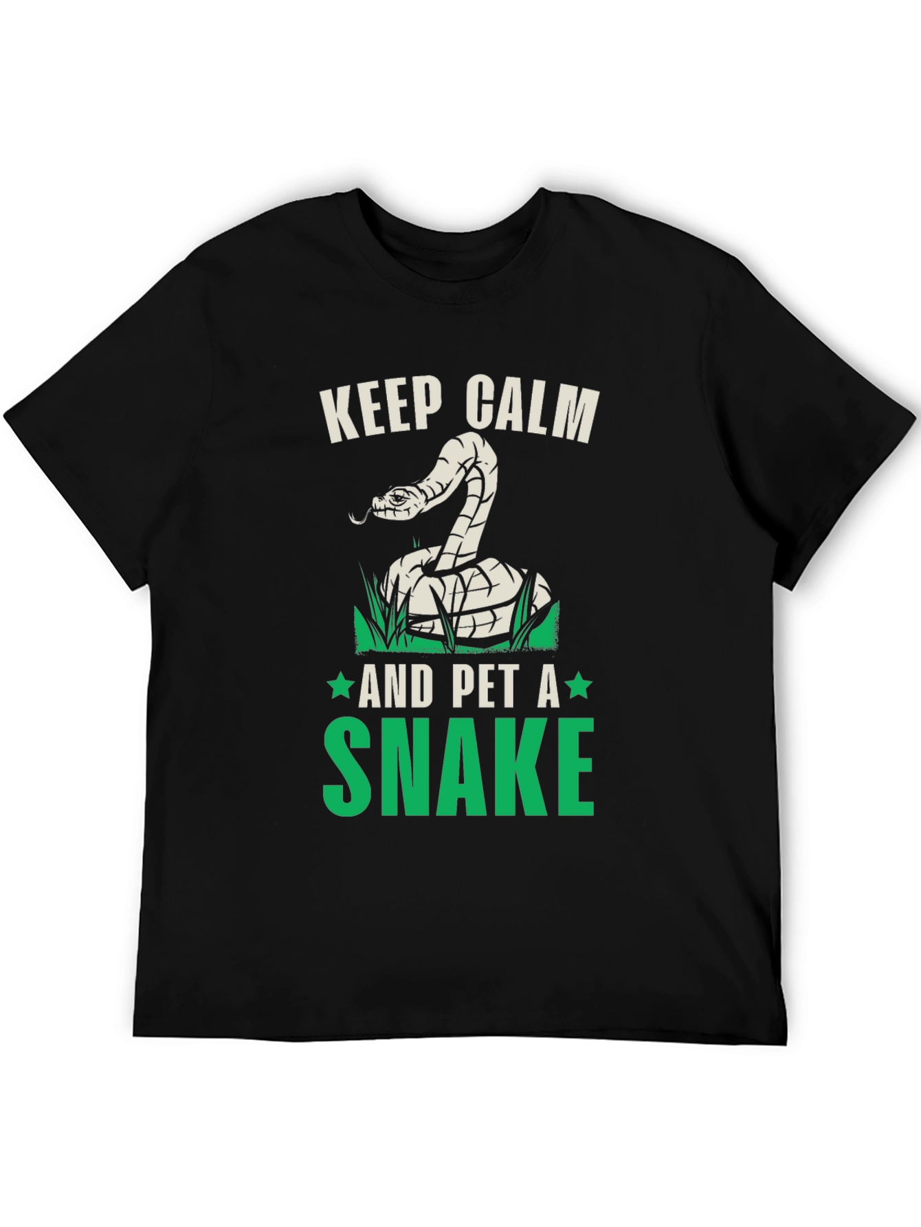 Black Keep Calm and Pet A Snake Graphic T-Shirt view 5