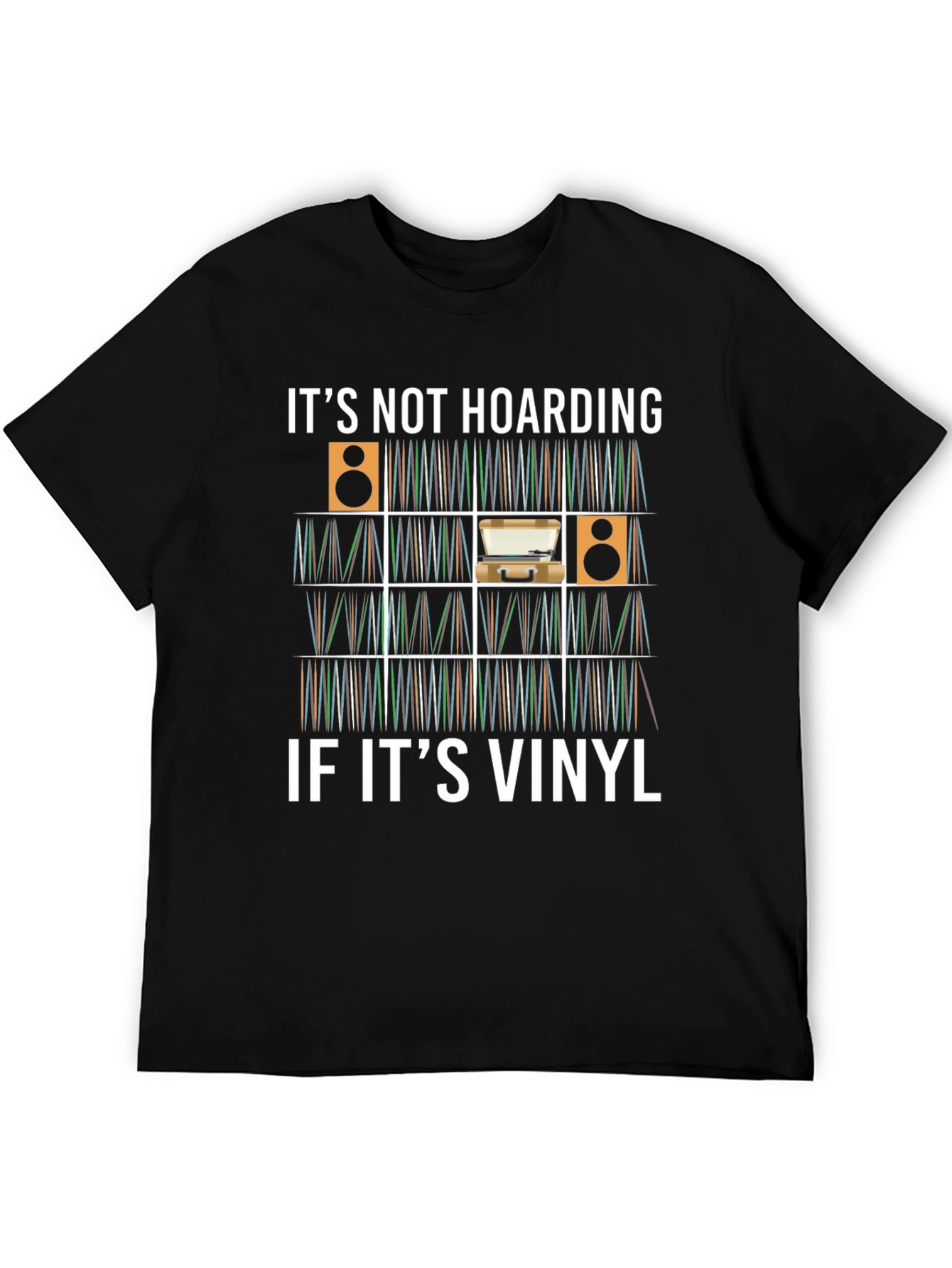 Black It's Not Hoarding If It's Vinyl T-Shirt view 5