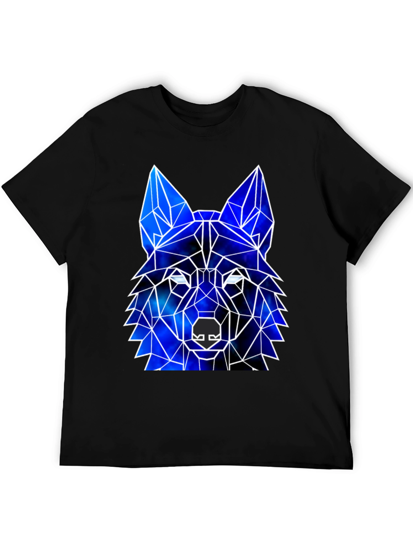 Black Geometric Wolf Galaxy Black T-Shirt view 5