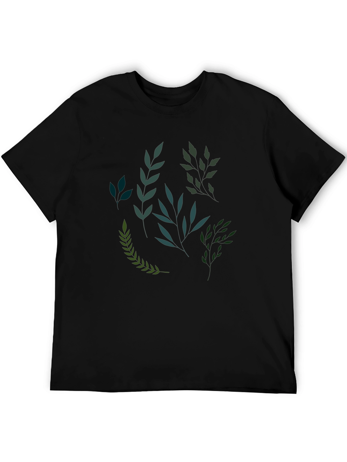 Black Botanical Print Black T-Shirt view 5
