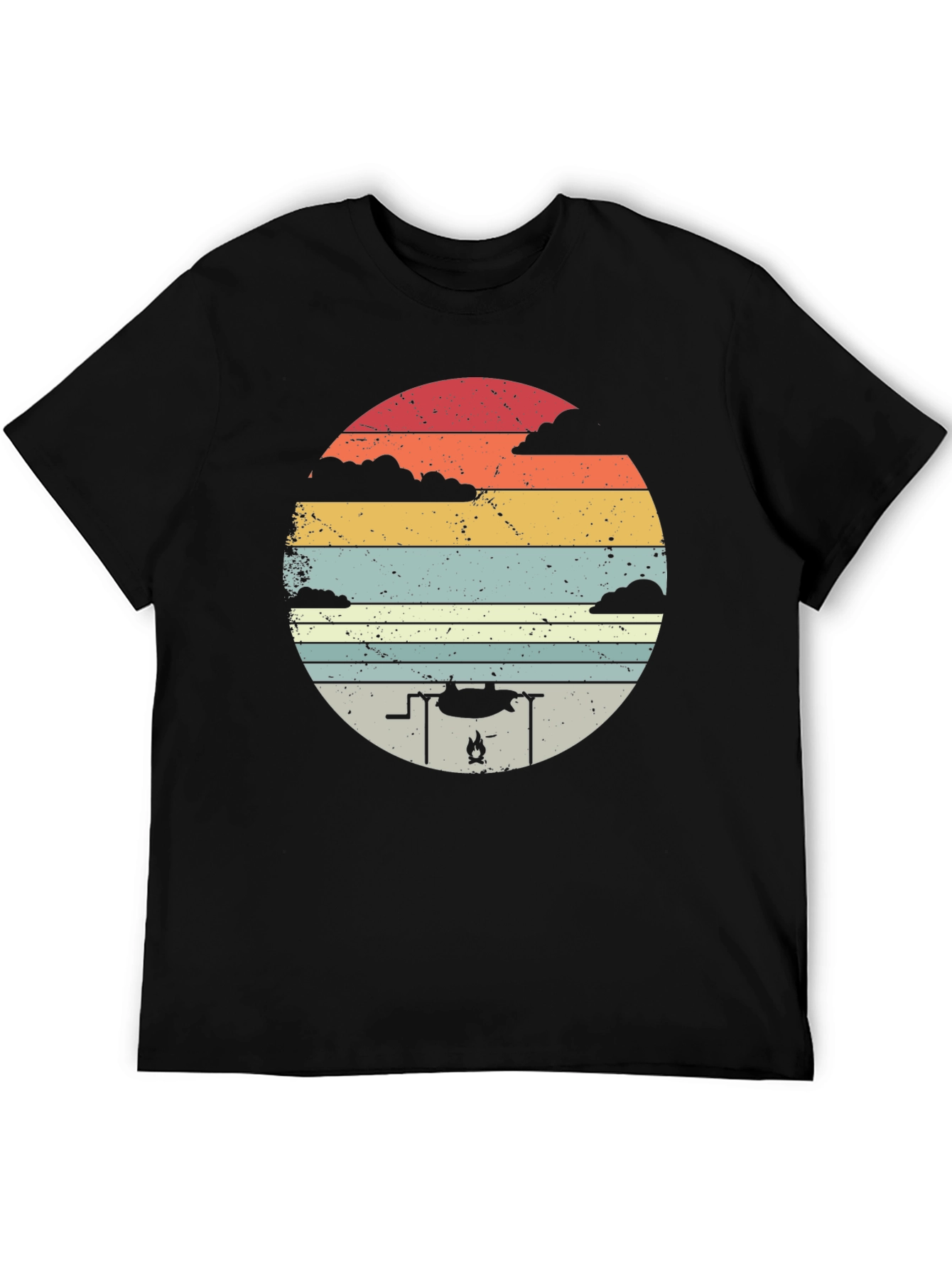 Black Retro Campfire T-Shirt - Outdoor Adventure Tee view 5