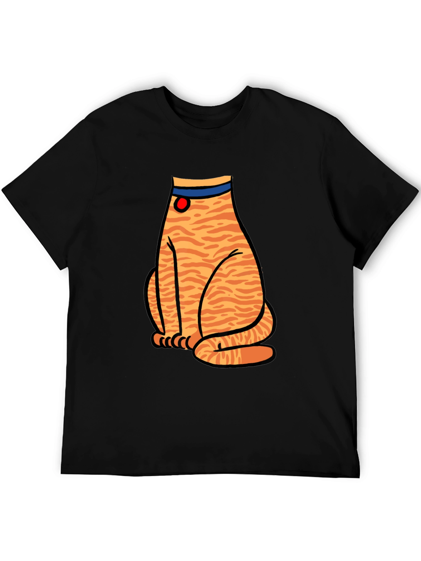 Black Striped Cat Graphic T-Shirt - Unisex Black Tee view 5
