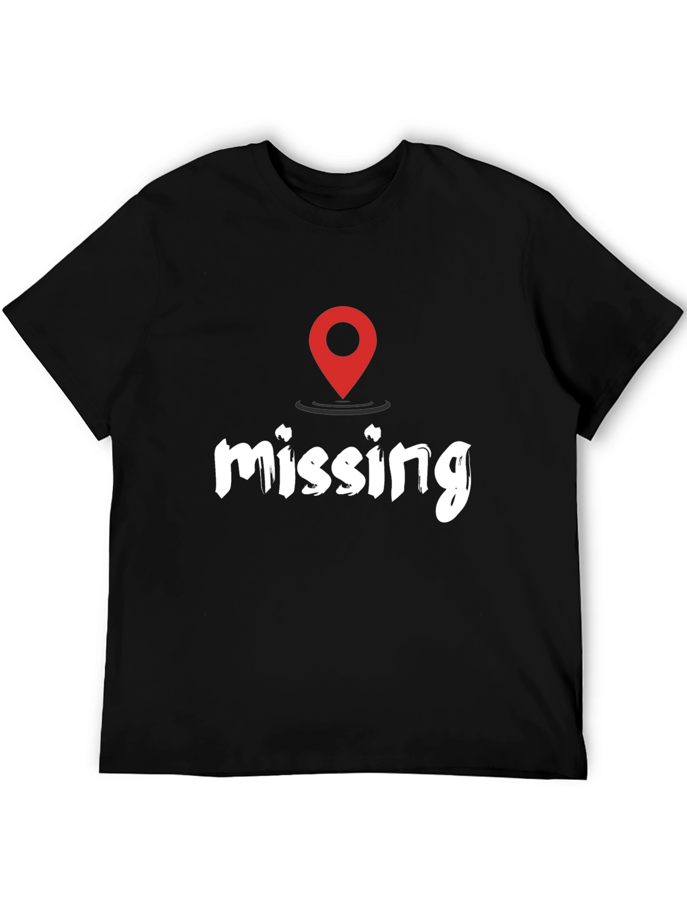 Black Missing You Location T-Shirt - Black Casual Tee view 5