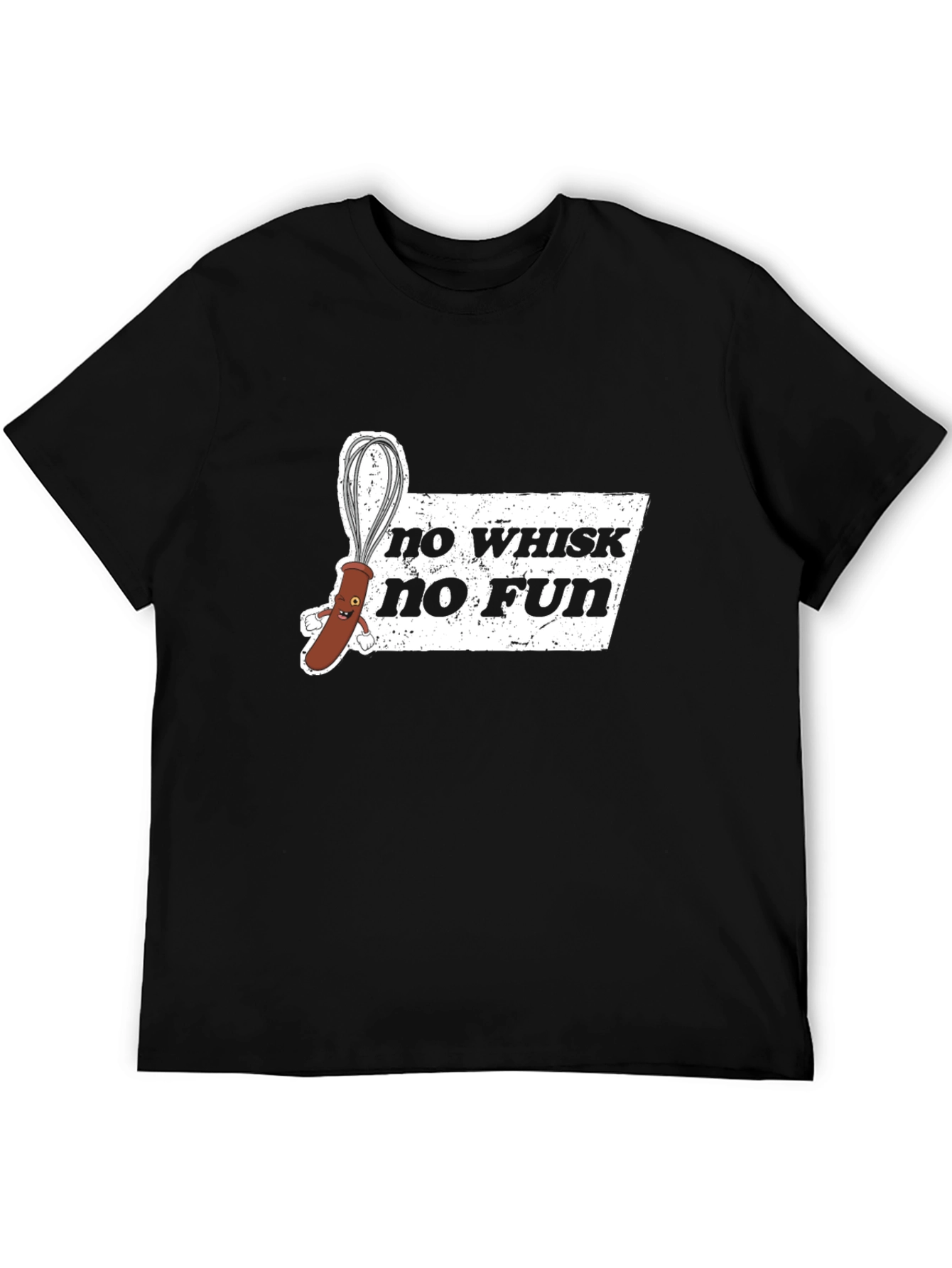 Black No Whisk No Fun Graphic Black T-Shirt view 5