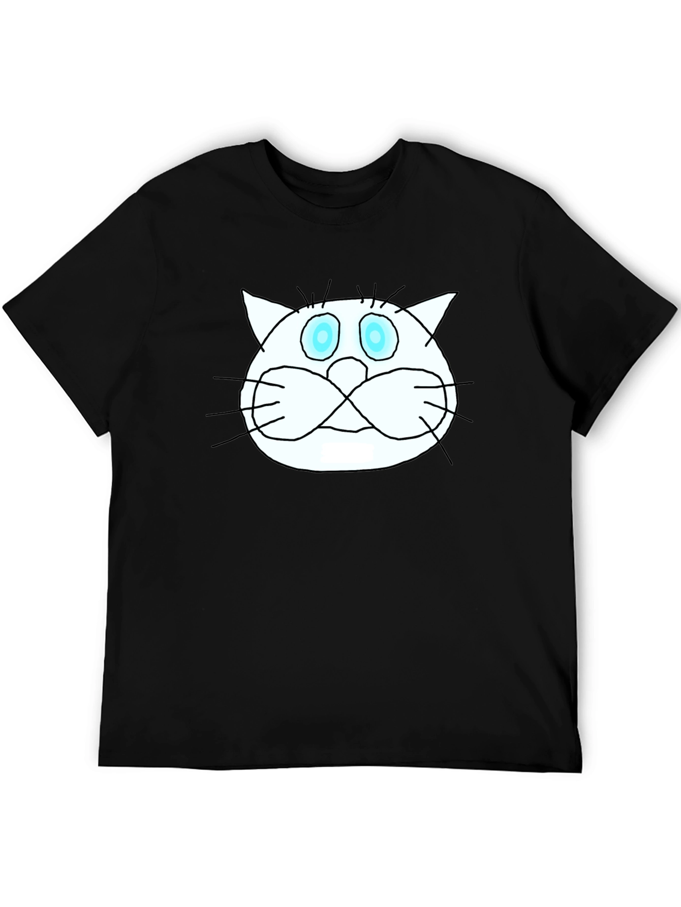Black Funny Cat Graphic Tee - Black Crew Neck T-Shirt view 5