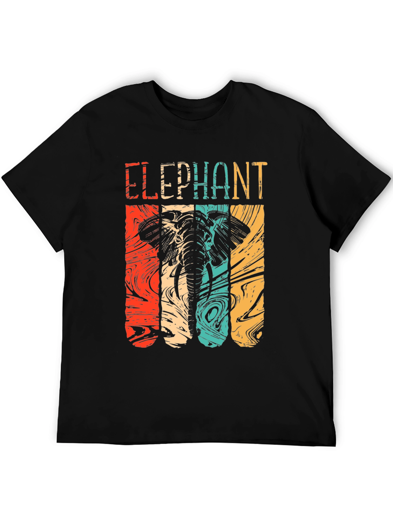 Black Retro Elephant Graphic Tee - Stylish Animal Lover Shirt view 5