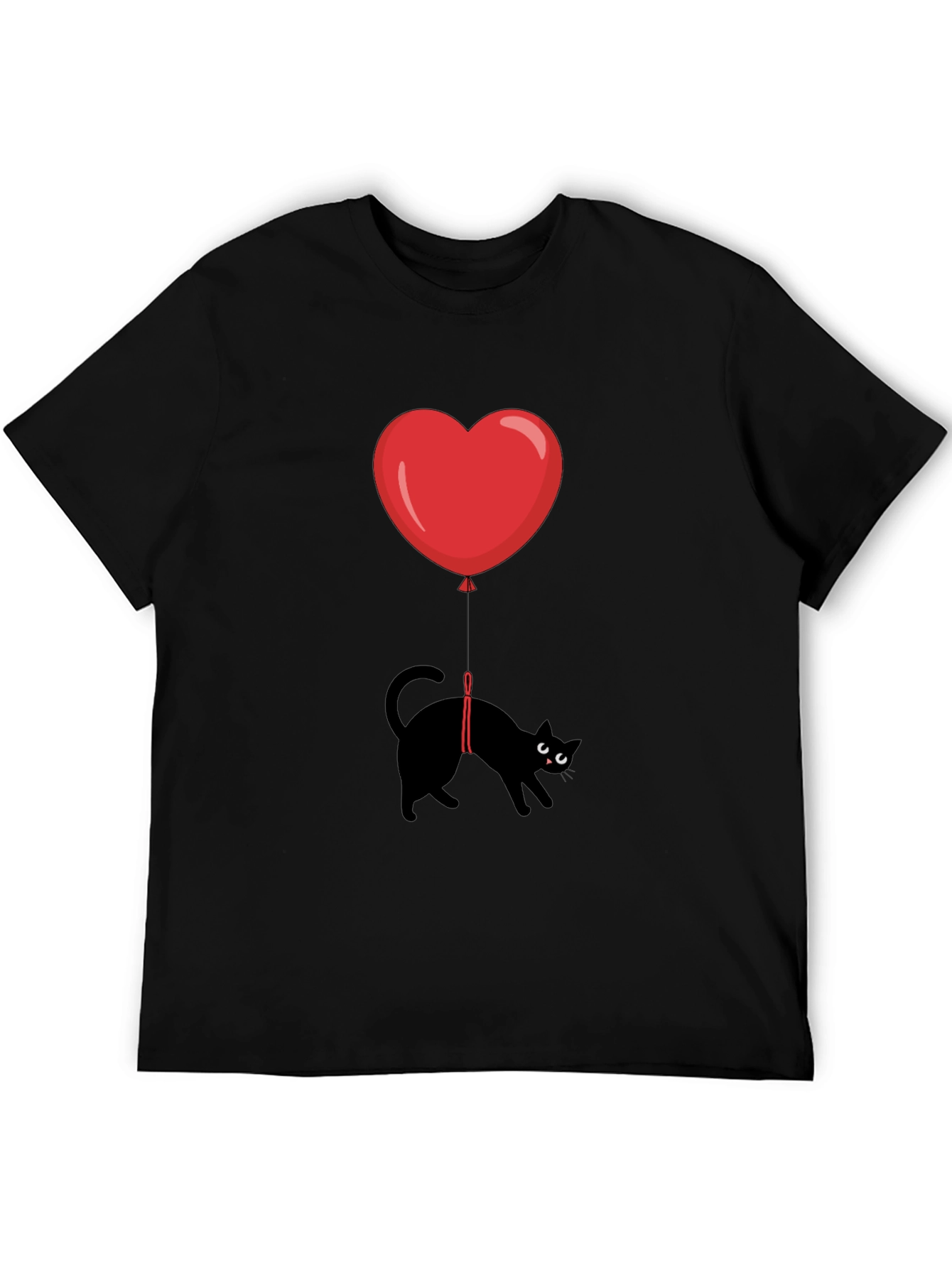Black Black Cat Heart Balloon T-Shirt view 5