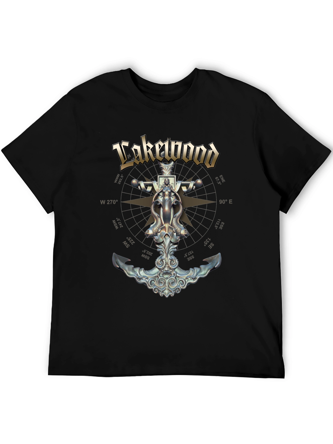 Black Lakewood Compass Graphic Black T-Shirt view 5