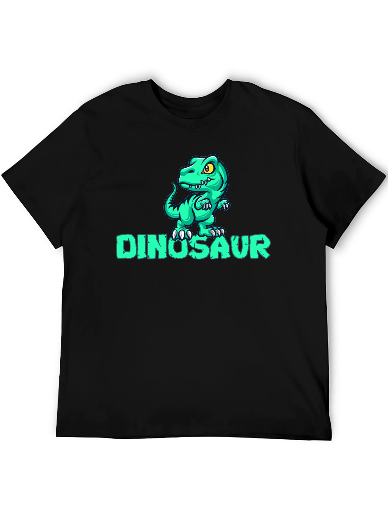 Black Dinosaur Cartoon Graphic Black T-Shirt view 5
