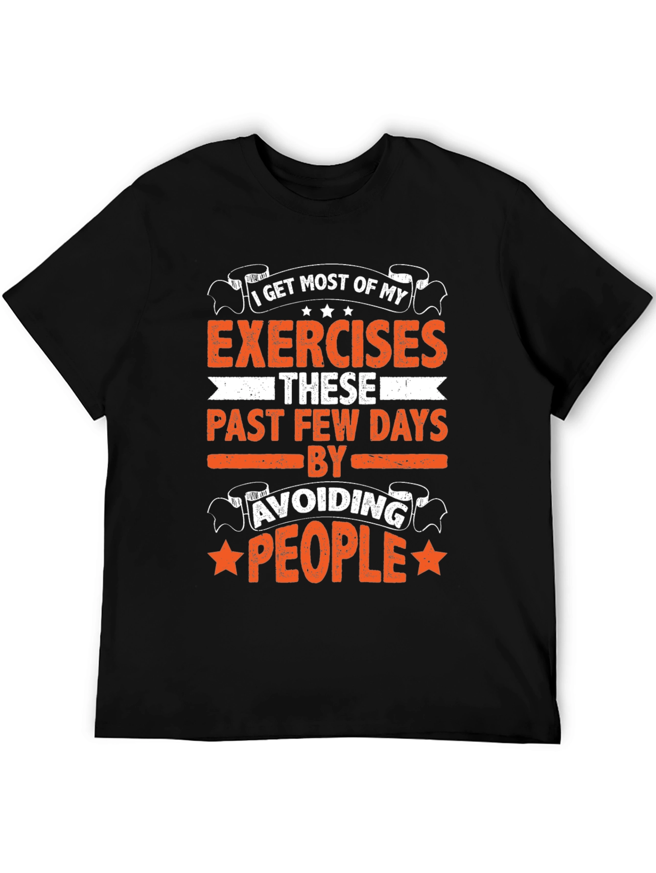 Black Funny Exercise Avoid People Graphic Tee view 5