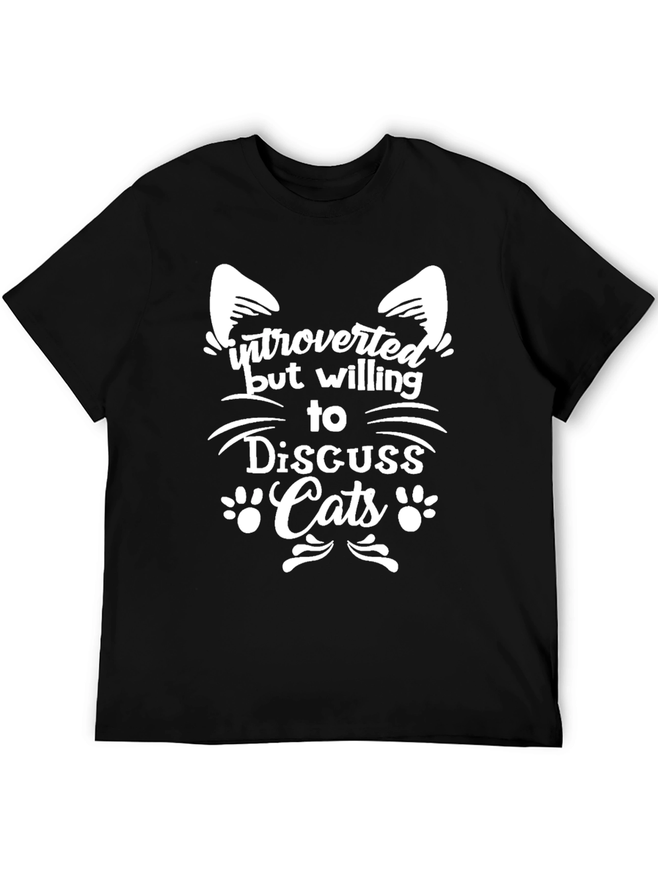 Black Introverted Cat Lover T-Shirt view 5