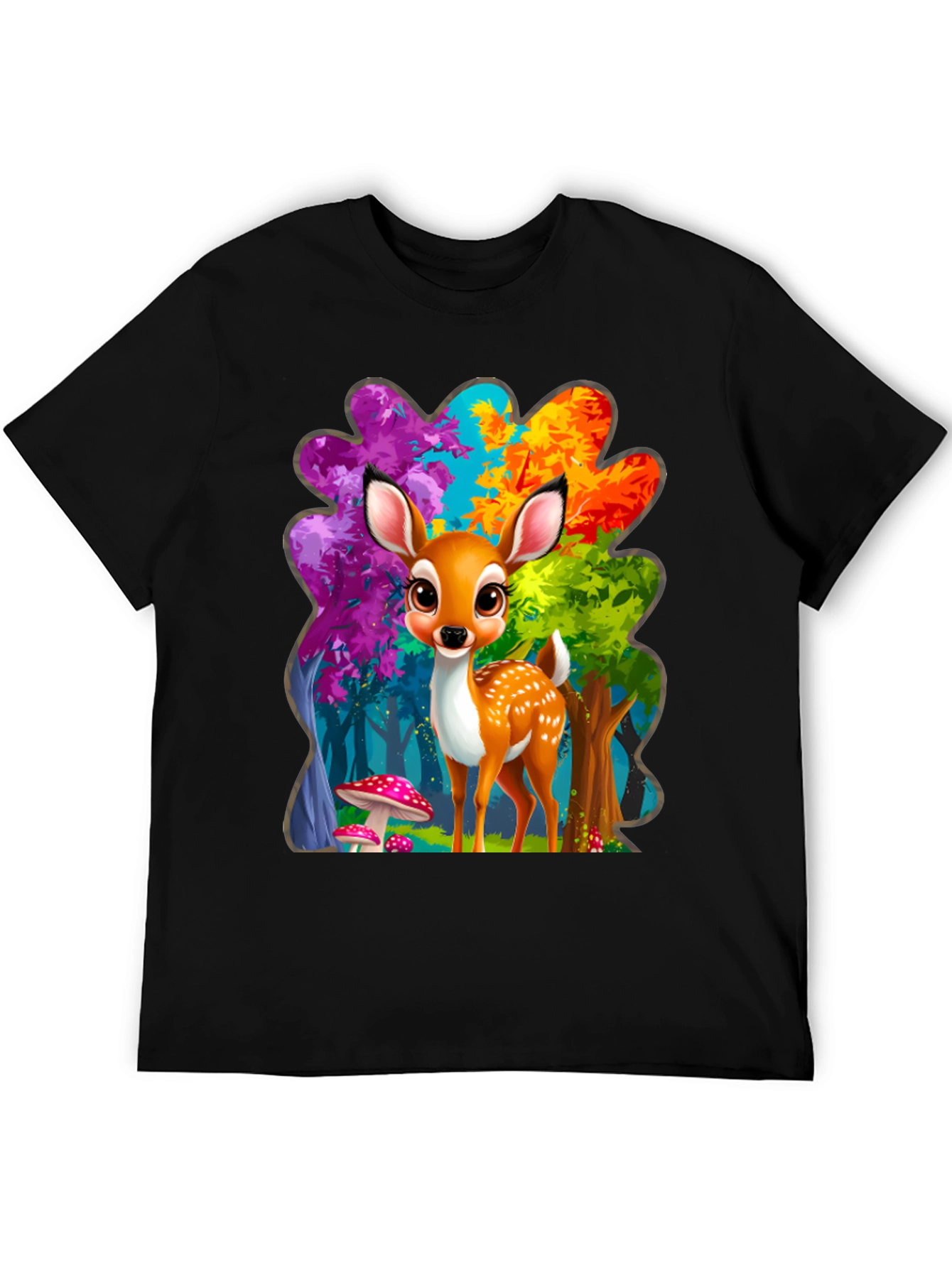 Black Cute Deer Graphic Tee view 5
