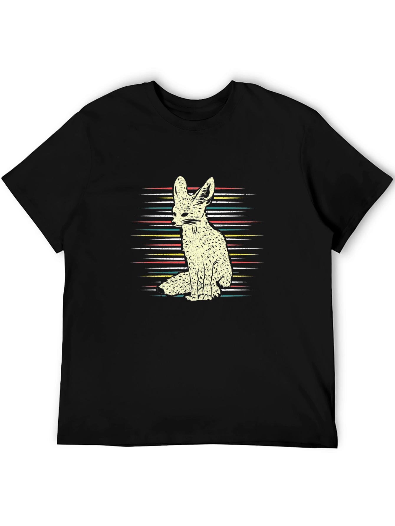 Black Retro Fennec Fox Graphic Tee - Unisex view 5