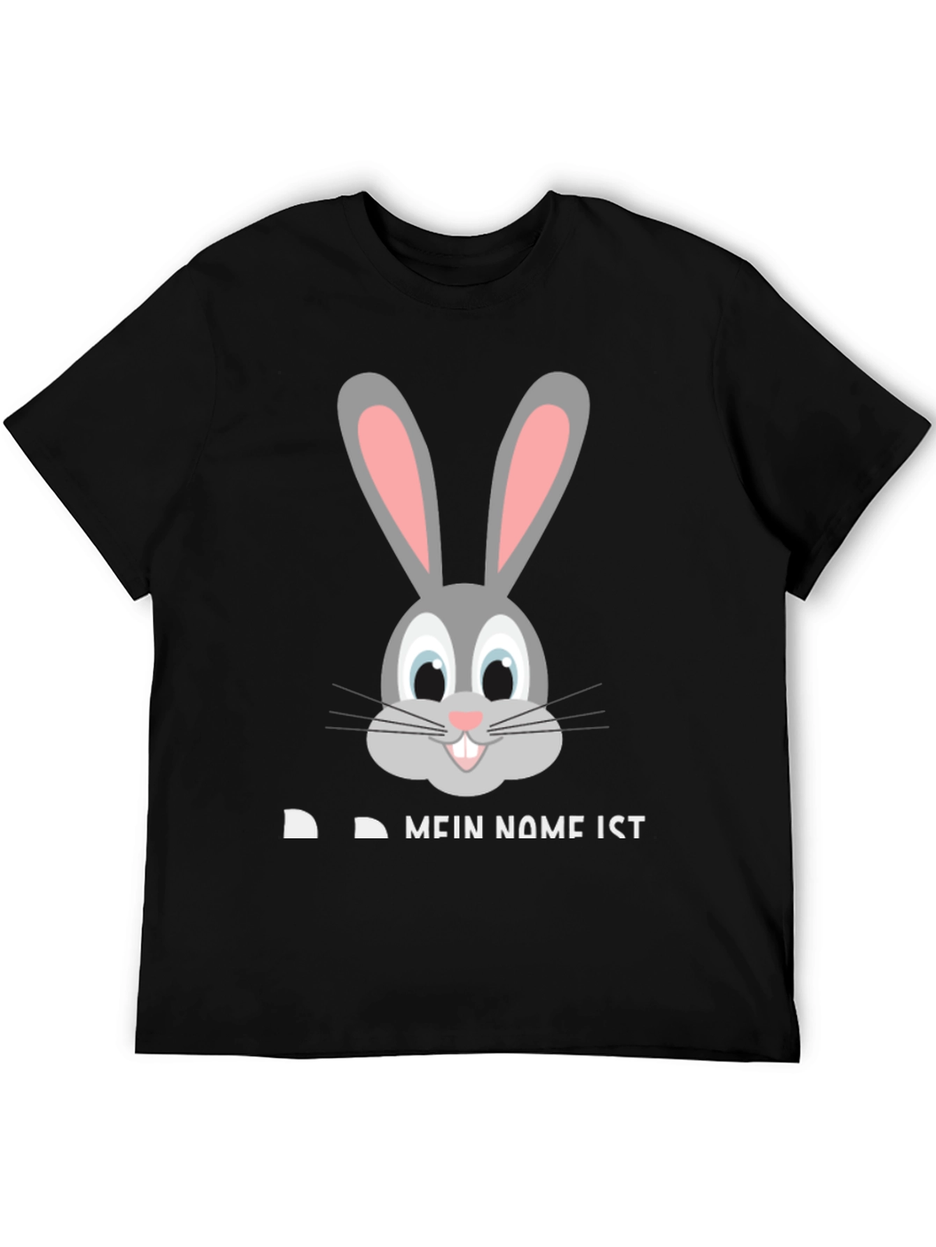 Black Funny Rabbit Face T-Shirt - "My Name Is..." Design view 5