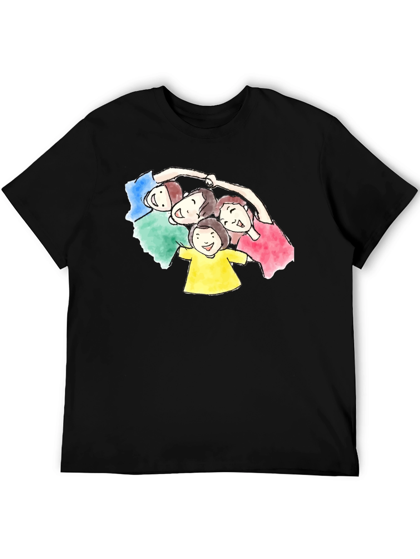 Black Family Circle Graphic Tee - Black Cotton Blend T-Shirt view 5