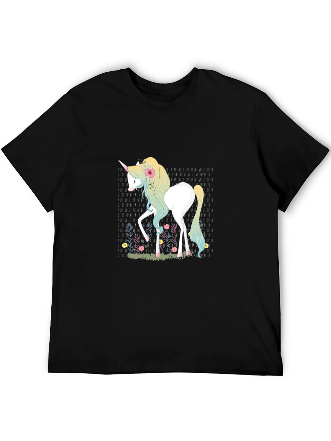 Black Unicorn Graphic Tee - Black Cotton T-Shirt view 5