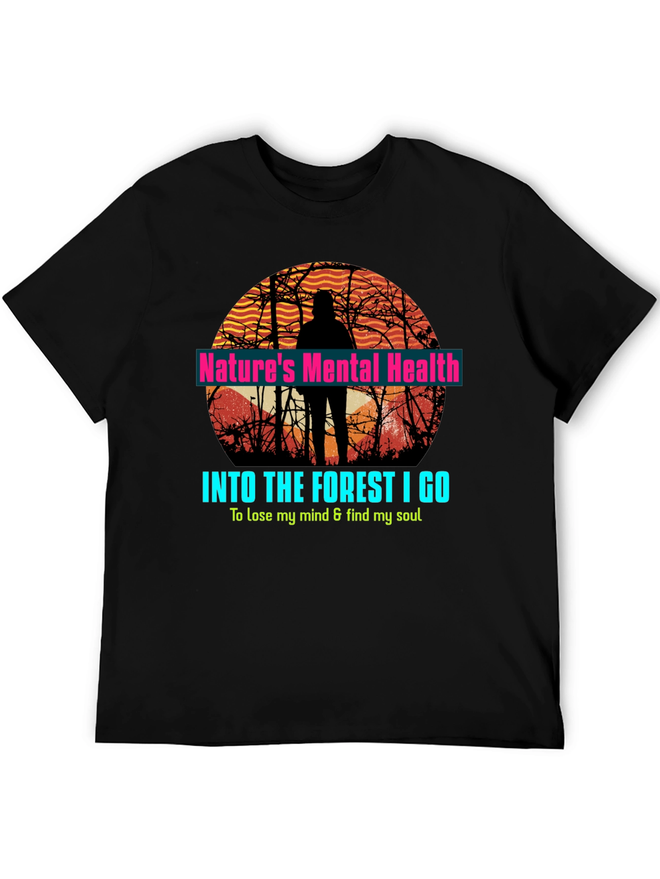 Black Nature's Mental Health Forest T-Shirt view 5