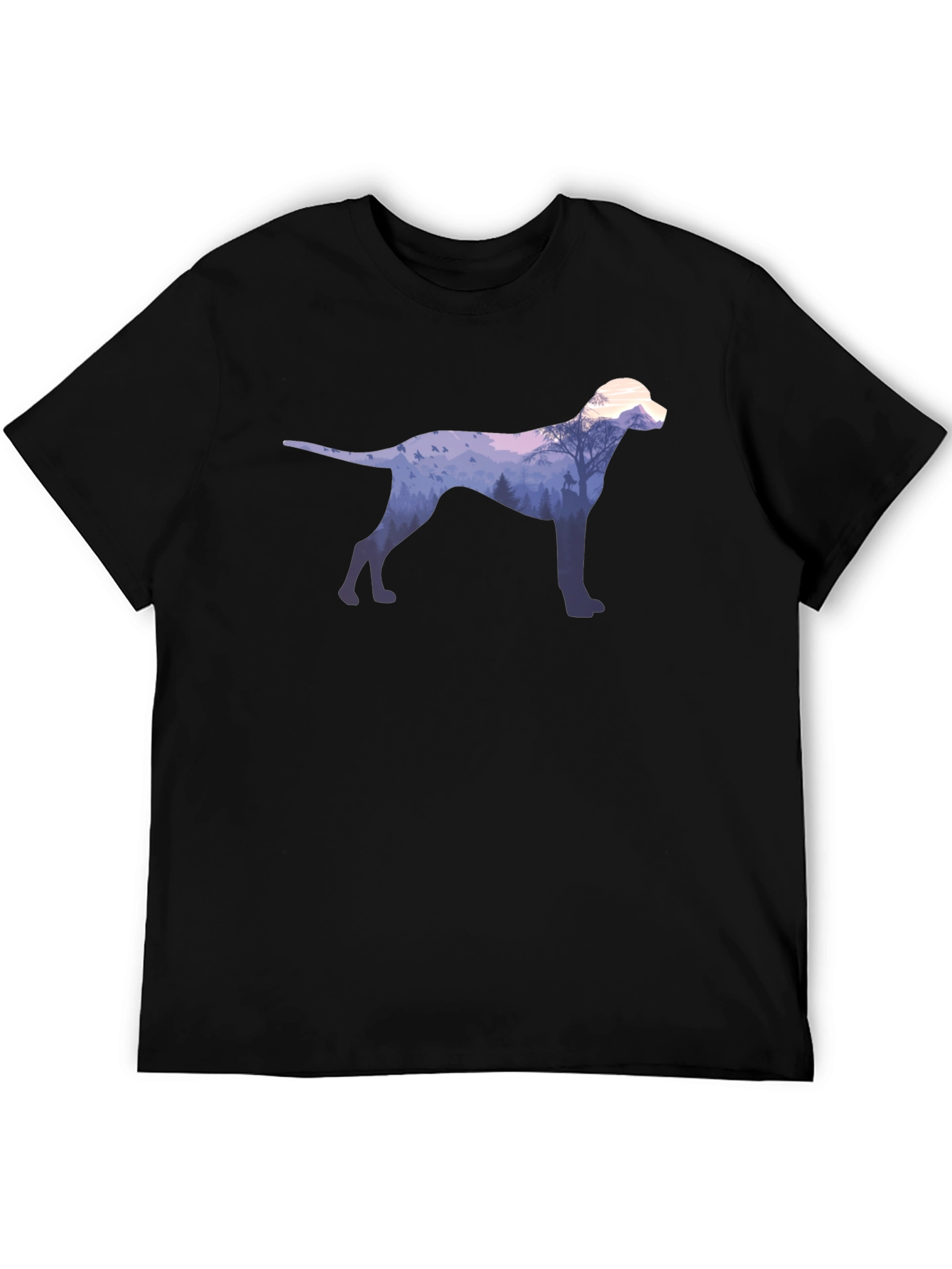 Black Dog Silhouette Forest Graphic Tee - Black view 5