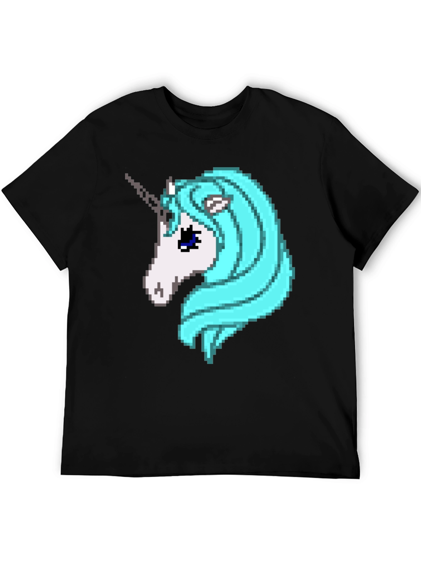 Black Pixel Unicorn Graphic Tee - Black Cotton Blend view 5
