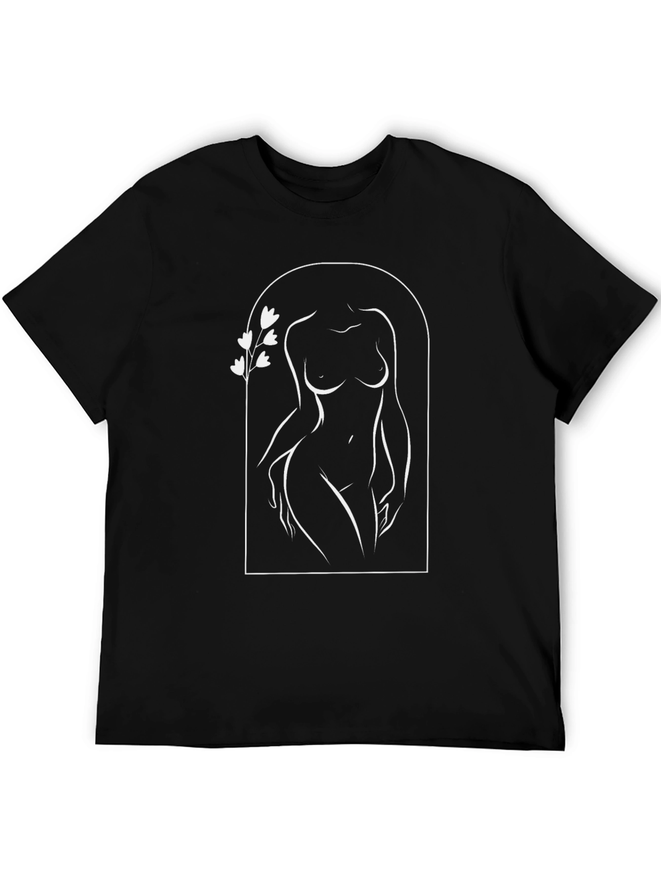 Black Abstract Woman Line Art Graphic Tee view 5