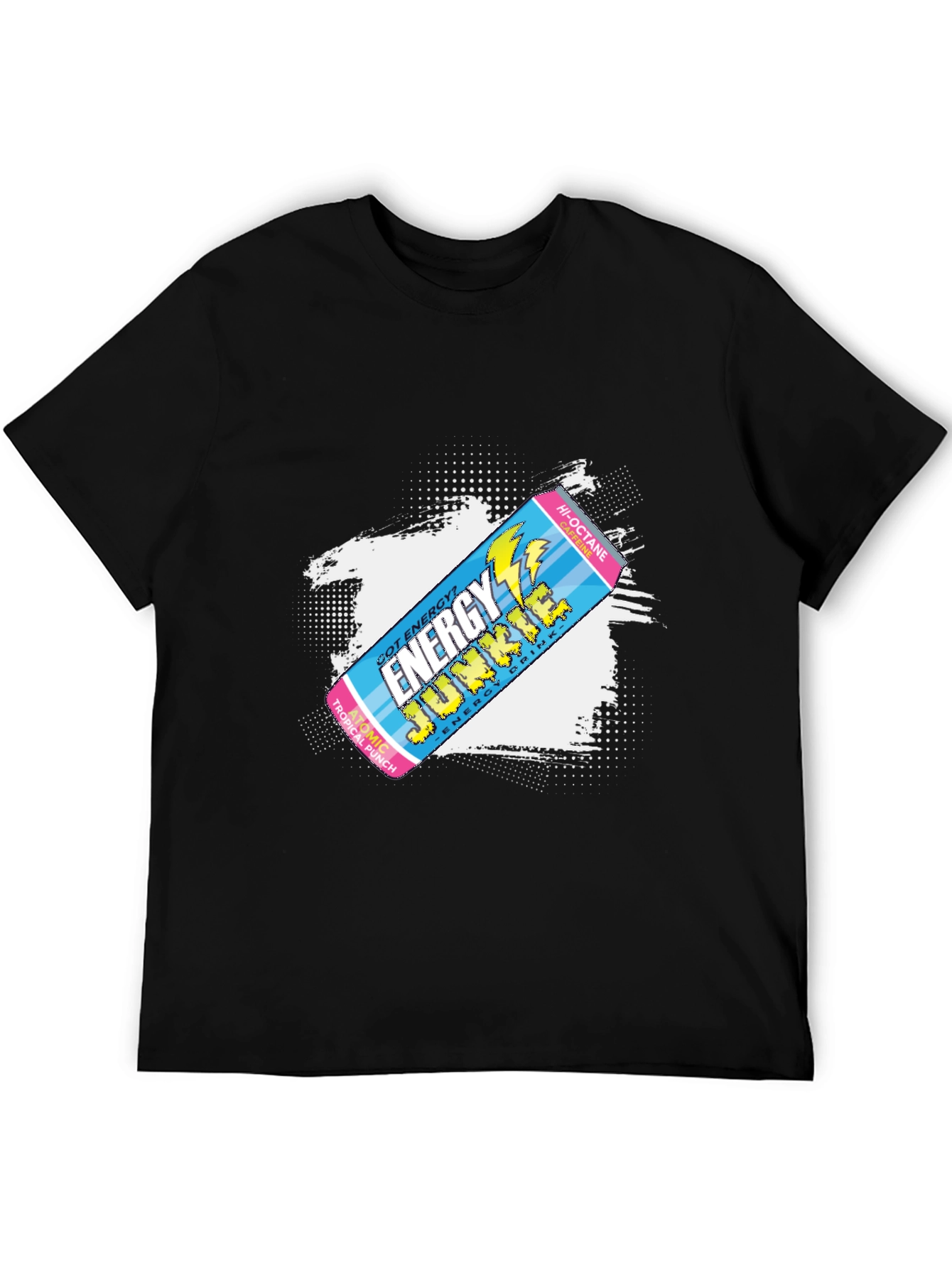 Black Energy Junkie Graphic Tee - Retro Style Black T-Shirt view 5