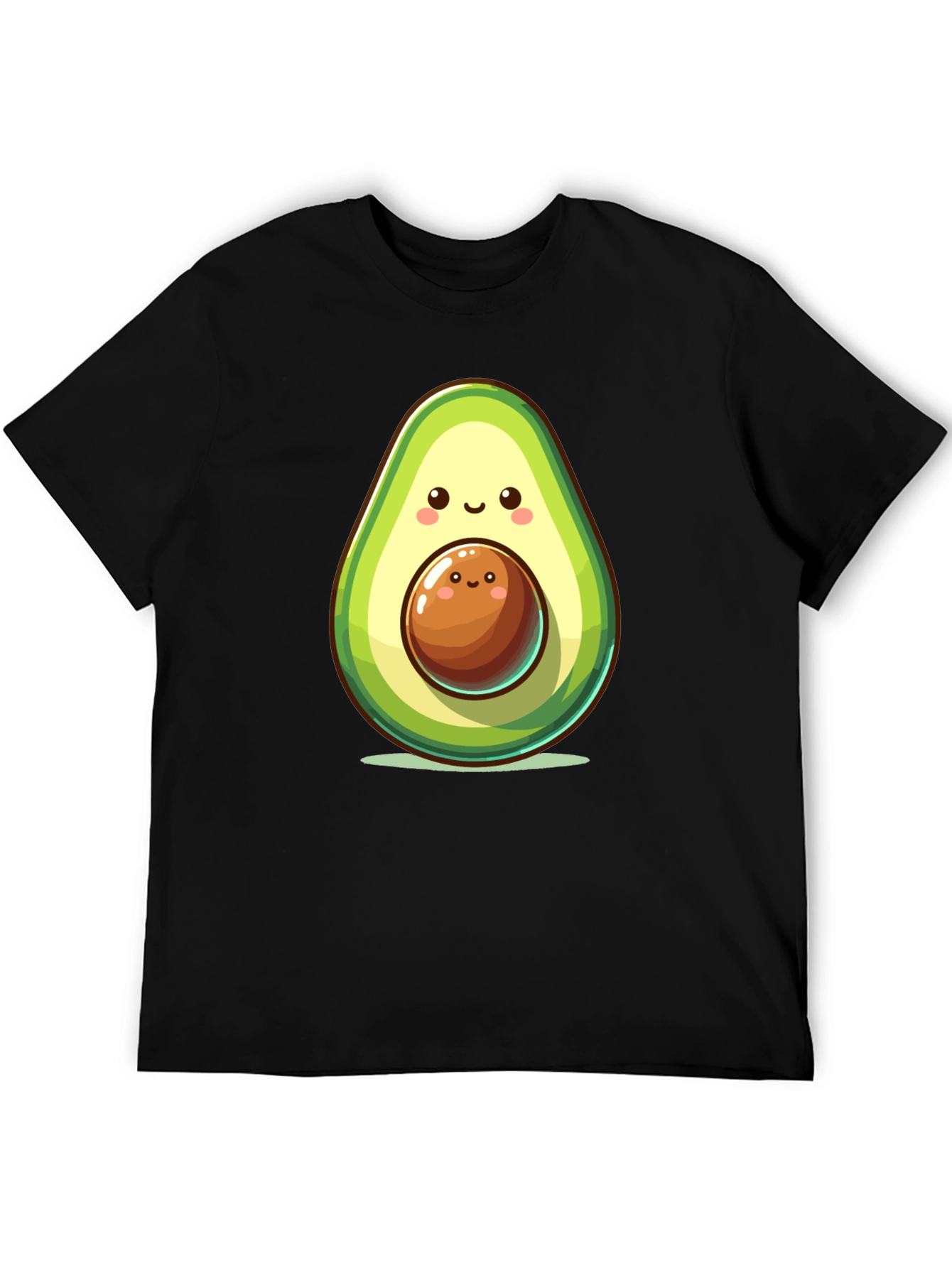 Black Cute Avocado Cartoon Graphic Black T-Shirt view 5