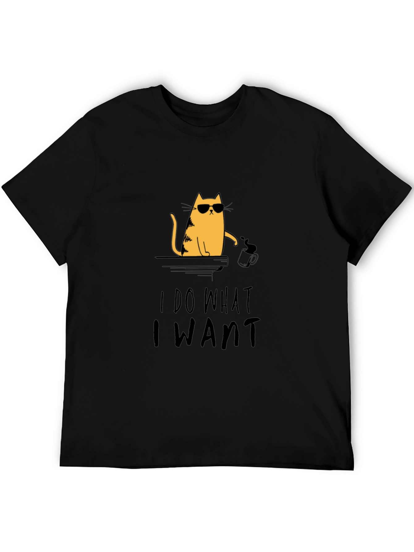 Black I Do What I Want Cat Graphic Tee - Cool & Casual Black T-Shirt view 5