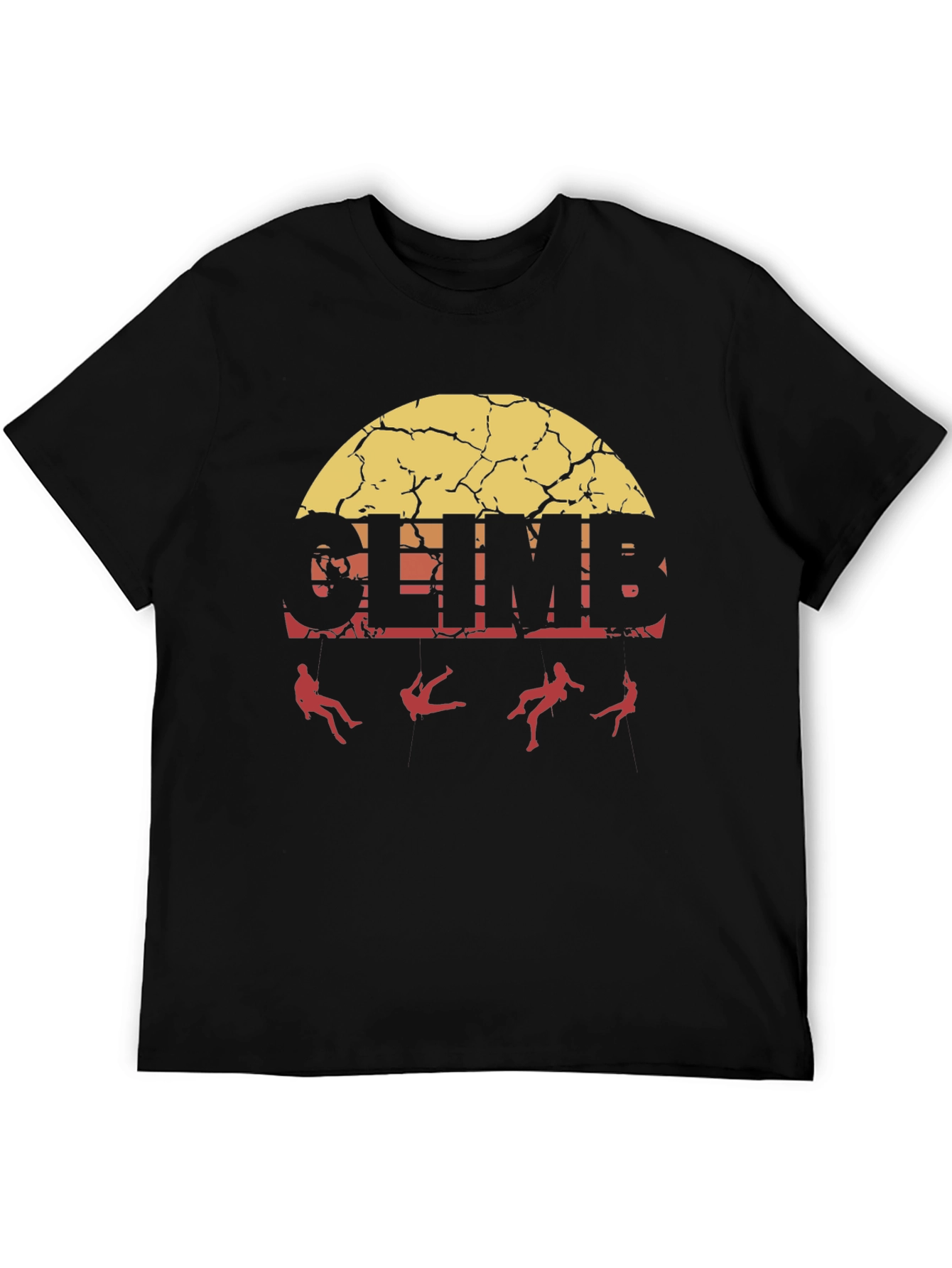Black Vintage Climb T-Shirt - Black Cotton Graphic Tee view 5