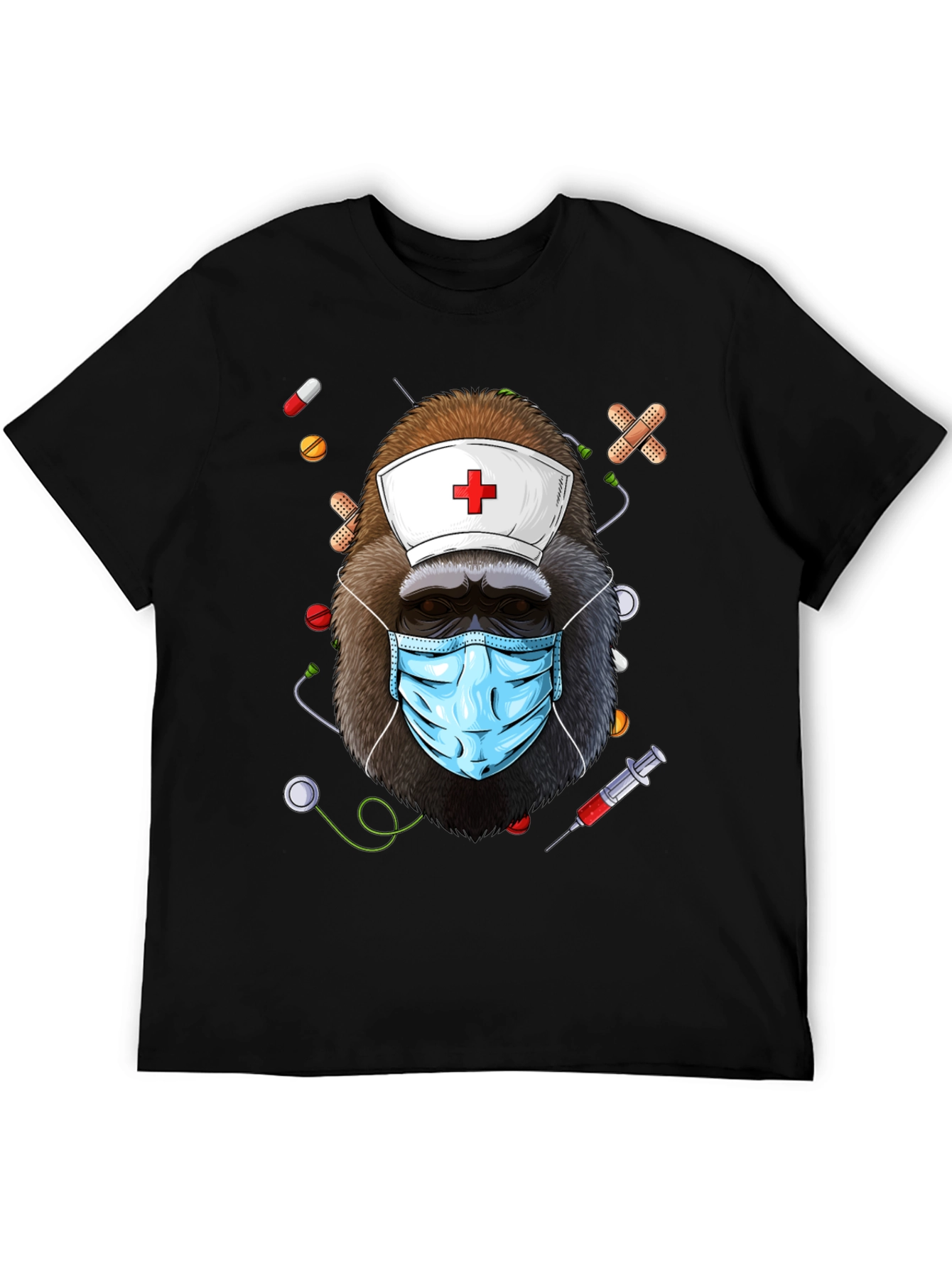 Black Nurse Gorilla T-Shirt - Medical Humor Tee view 5
