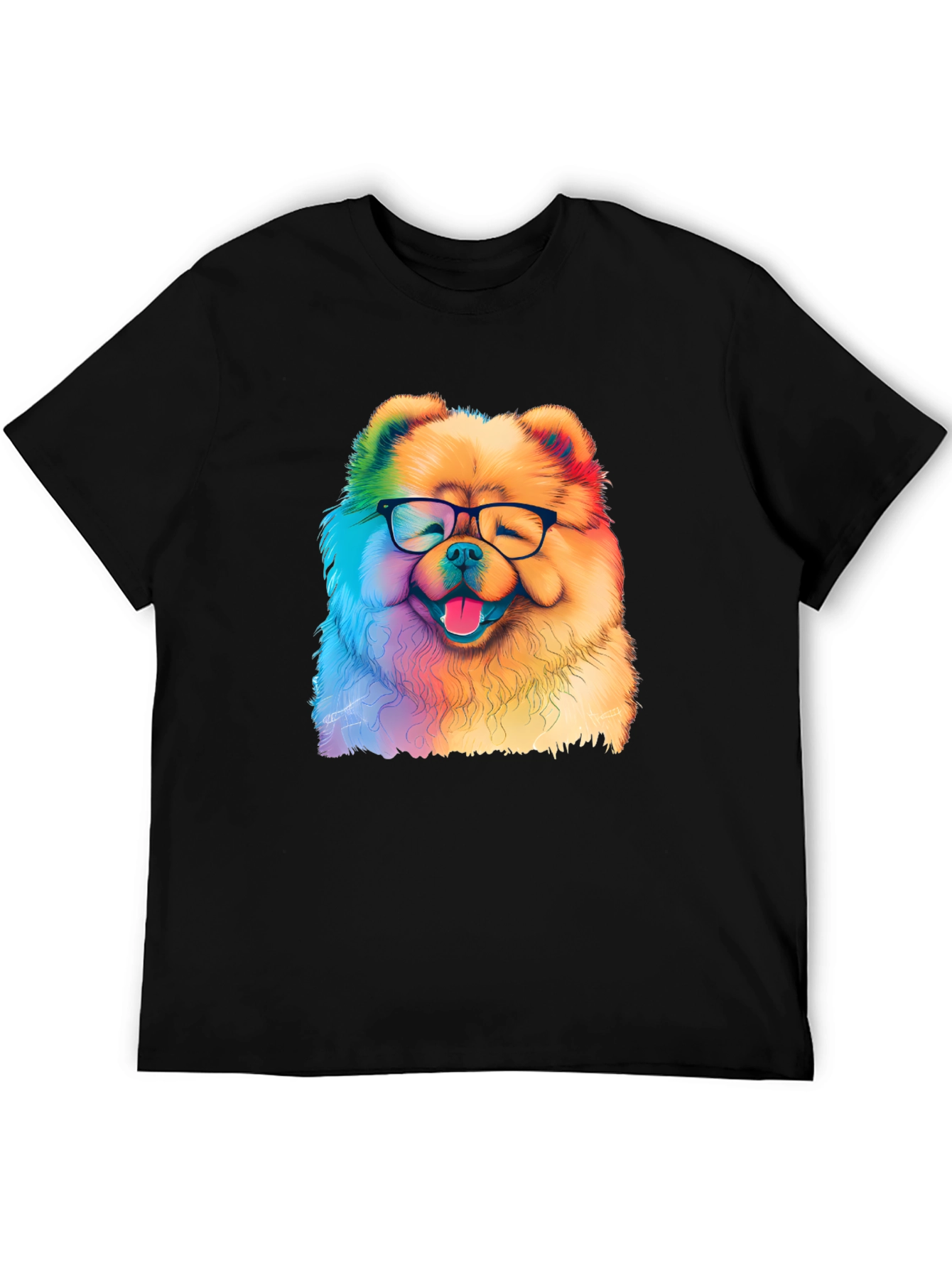 Black Rainbow Dog Glasses T-Shirt view 5