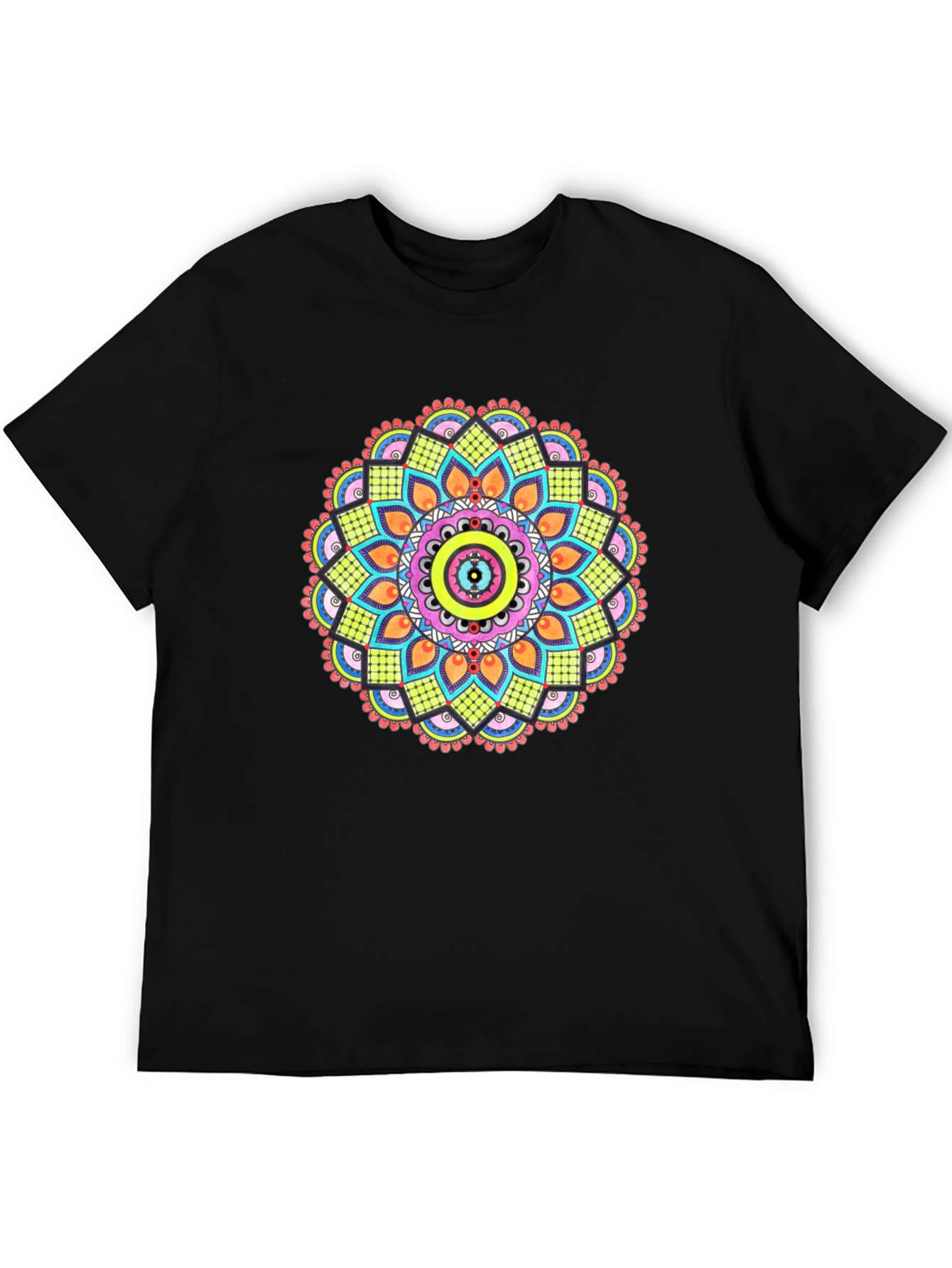 Black Mandala Print Black T-Shirt view 5