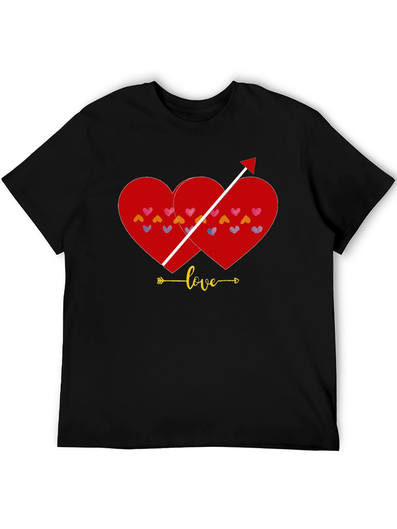 Black Love Arrow Heart Graphic Tee - Black Casual T-Shirt view 5