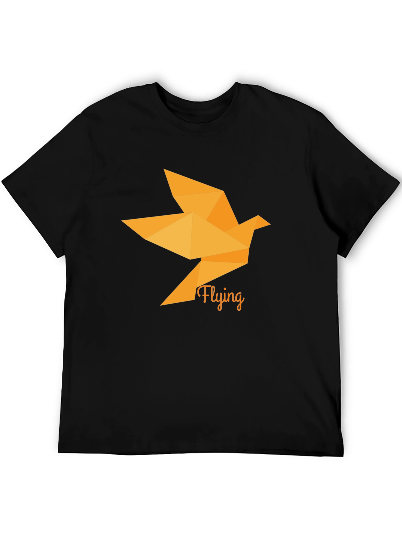 Black Origami Bird Graphic Black T-Shirt view 5