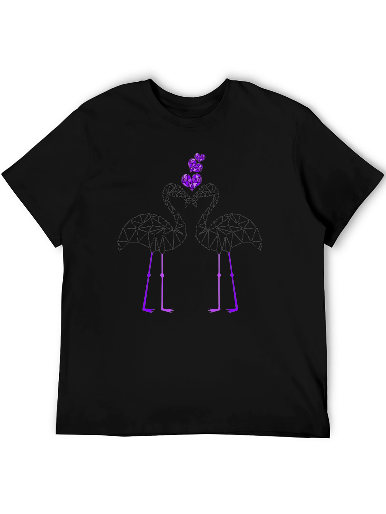 Black Geometric Flamingo Love Graphic T-Shirt view 5