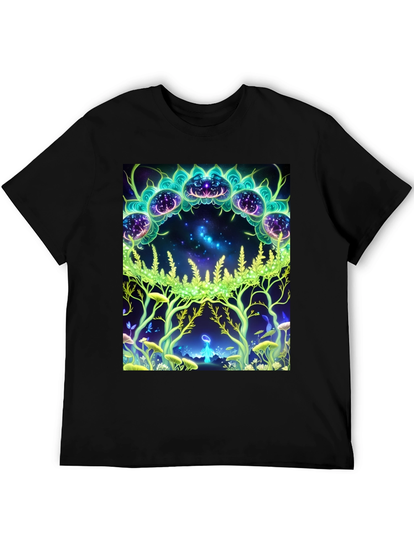 Black Mystic Forest Graphic Tee - Black view 5