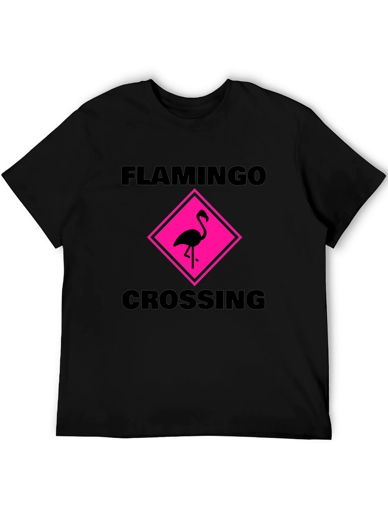 Black Flamingo Crossing Graphic Tee - Black Cotton Shirt view 5