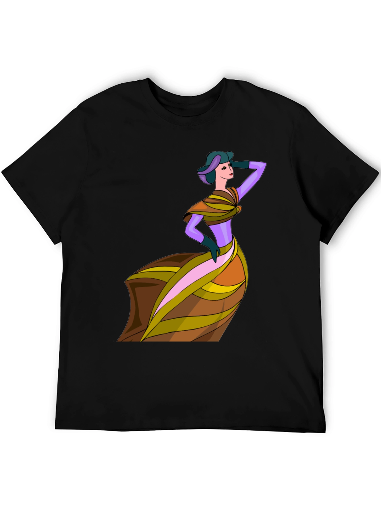 Black Retro Lady T-Shirt - Vintage Style Graphic Tee view 5