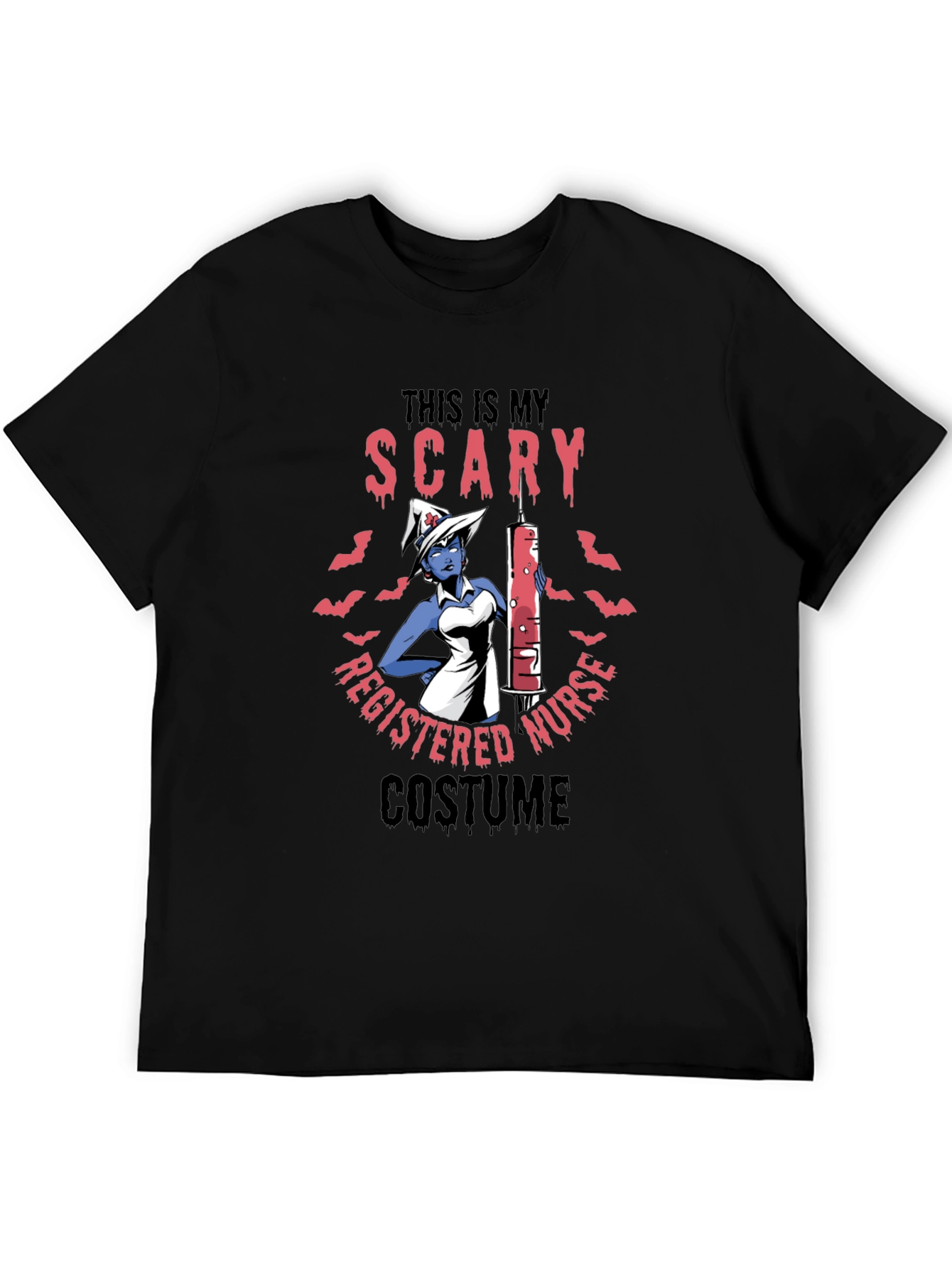 Black Scary Nurse Halloween Costume T-Shirt view 5