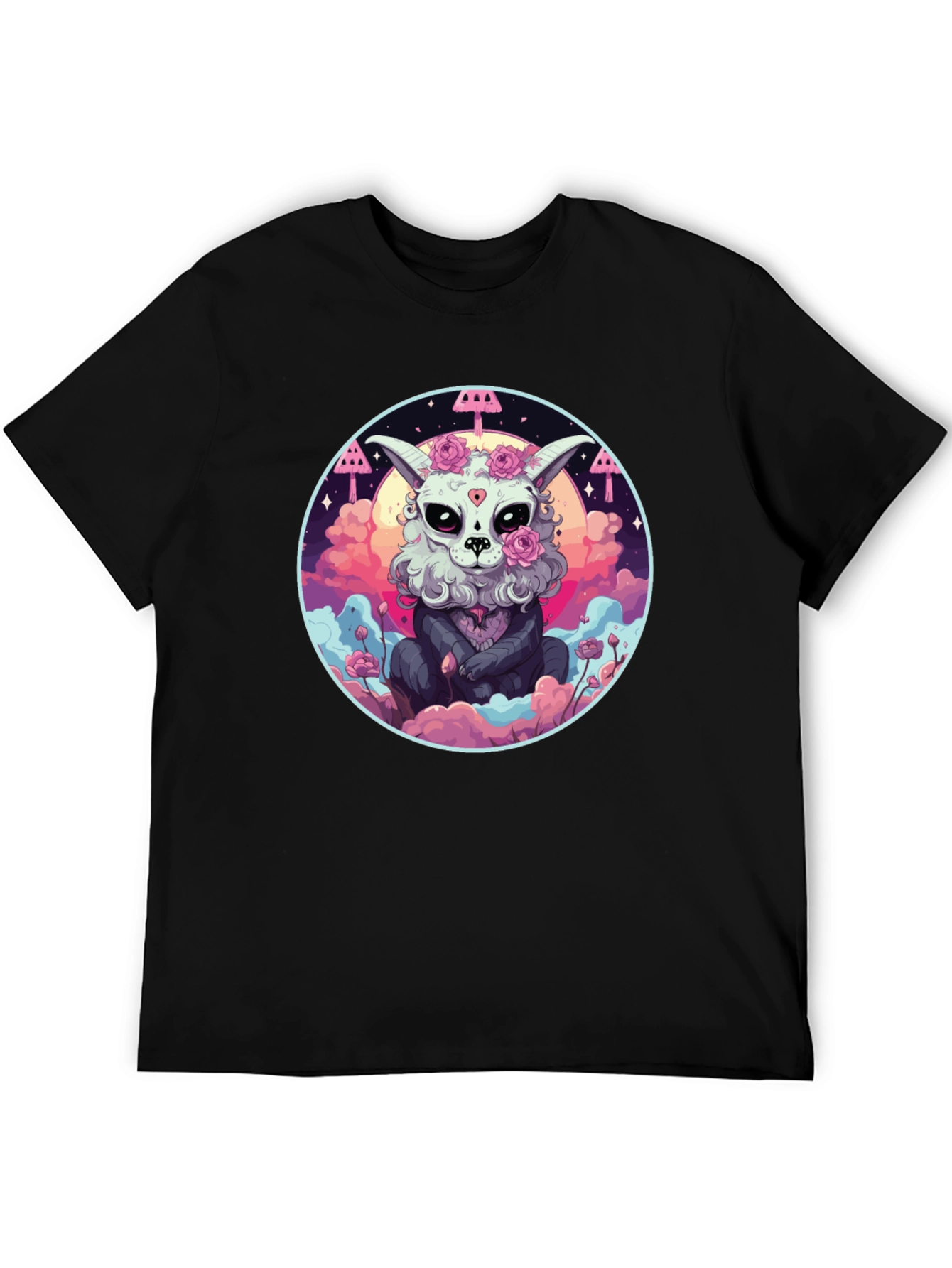 Black Gothic Sugar Skull Bunny T-Shirt view 5