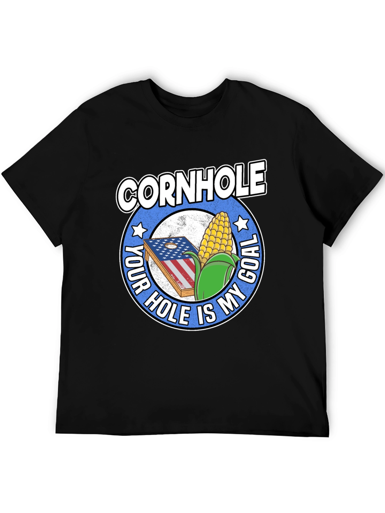 Black Funny Cornhole T-Shirt: Your Hole Is My Goal Tee view 5
